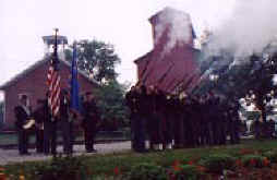 Firing squad participating in the Alfred Cannon Memorial Service at Canal Winchester, Ohio.