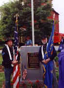 Dennison Camp #1 Color Guard participating at the Alfred Cannon Memorial Dedication at Canal Winchester, Ohio.